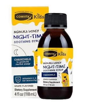 COMVITA- 【晚間用】UMF10+兒童麥蘆卡蜂蜜+洋甘菊 安睡止咳蜜糖露（葡萄味）118ml