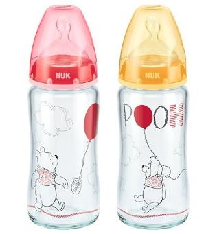 德國 NUK 玻璃寬口奶瓶240ml (Disney winnie pooh)